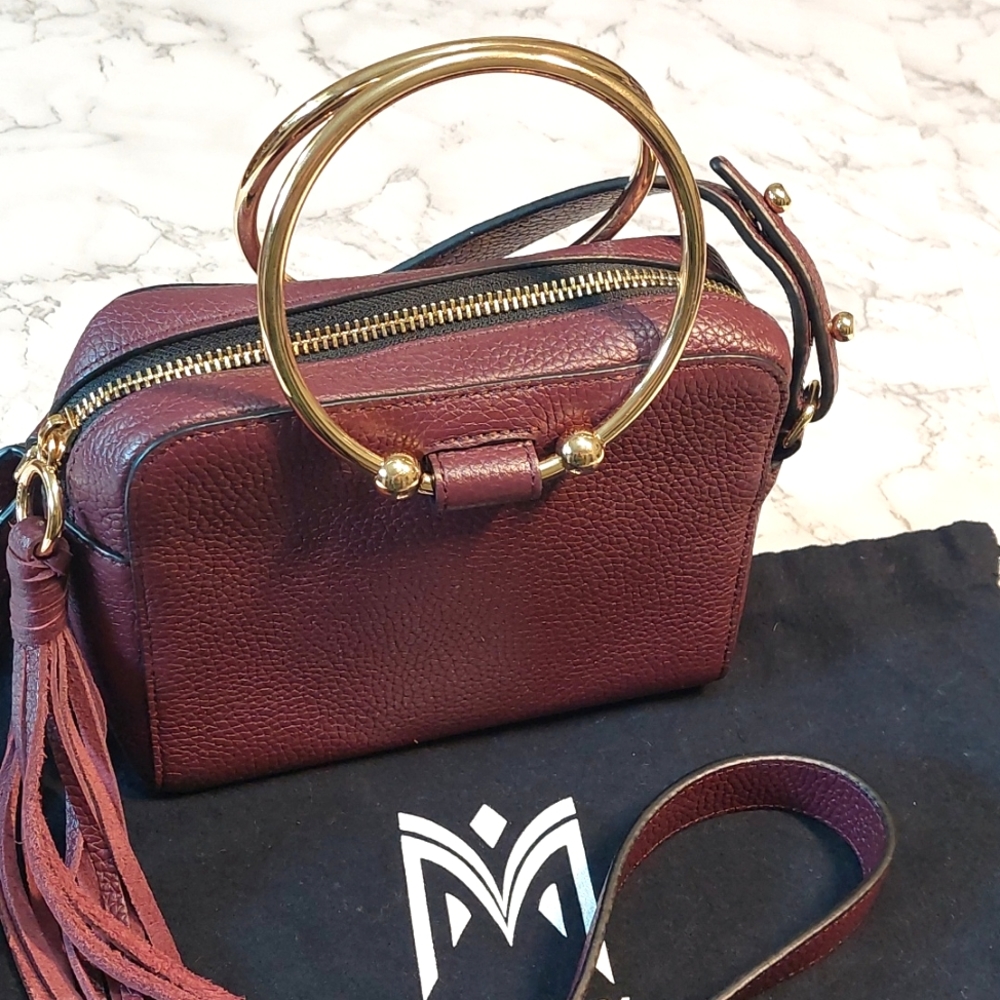 Milly Burgundy Mini Bag with Gold Accents - Picture 2 of 8